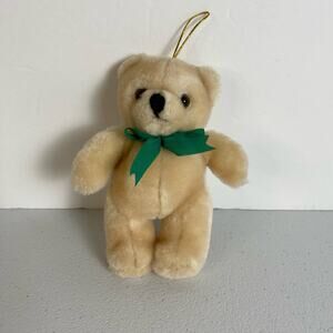 Ben Rickert Mini 6" Bear Ornament Plush Green Ribbon Bow Hang Holiday Christmas
